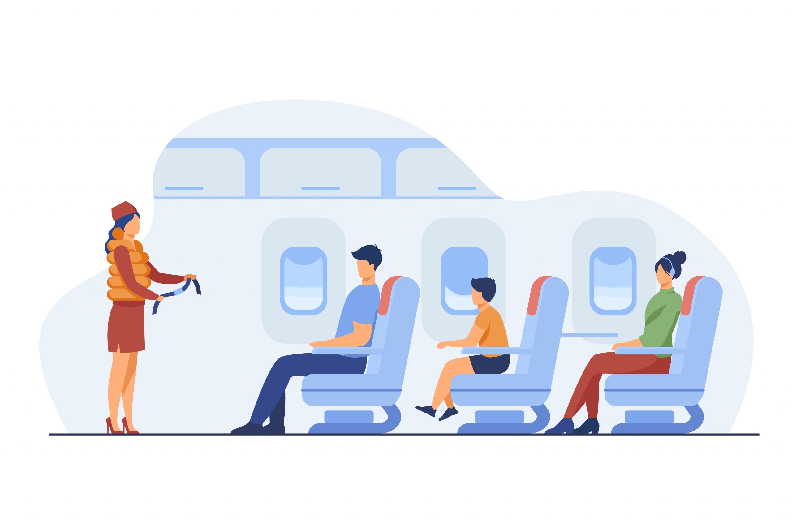 Flight attendant explaining safety instructions